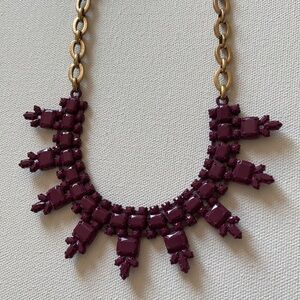 J Crew Opaque Rhinestone Necklace Burgundy Eggplant